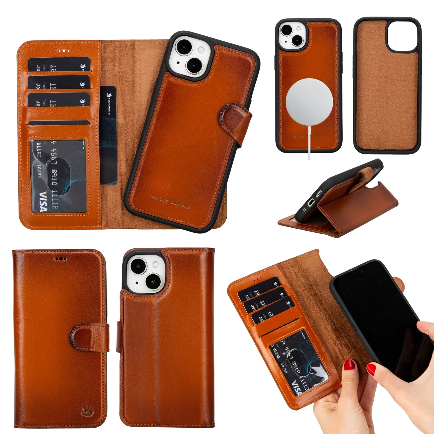 Casper Leather iPhone 15 Wallet Case | Detachable MagSafe Compatible RFID Protection-6