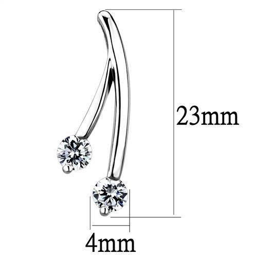 3W1356 - Rhodium Brass Earrings with AAA Grade CZ in Clear-1