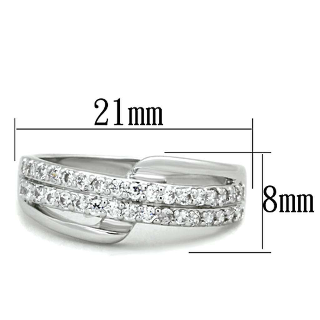 3W798 - Rhodium Brass Ring with AAA Grade CZ in Clear-1