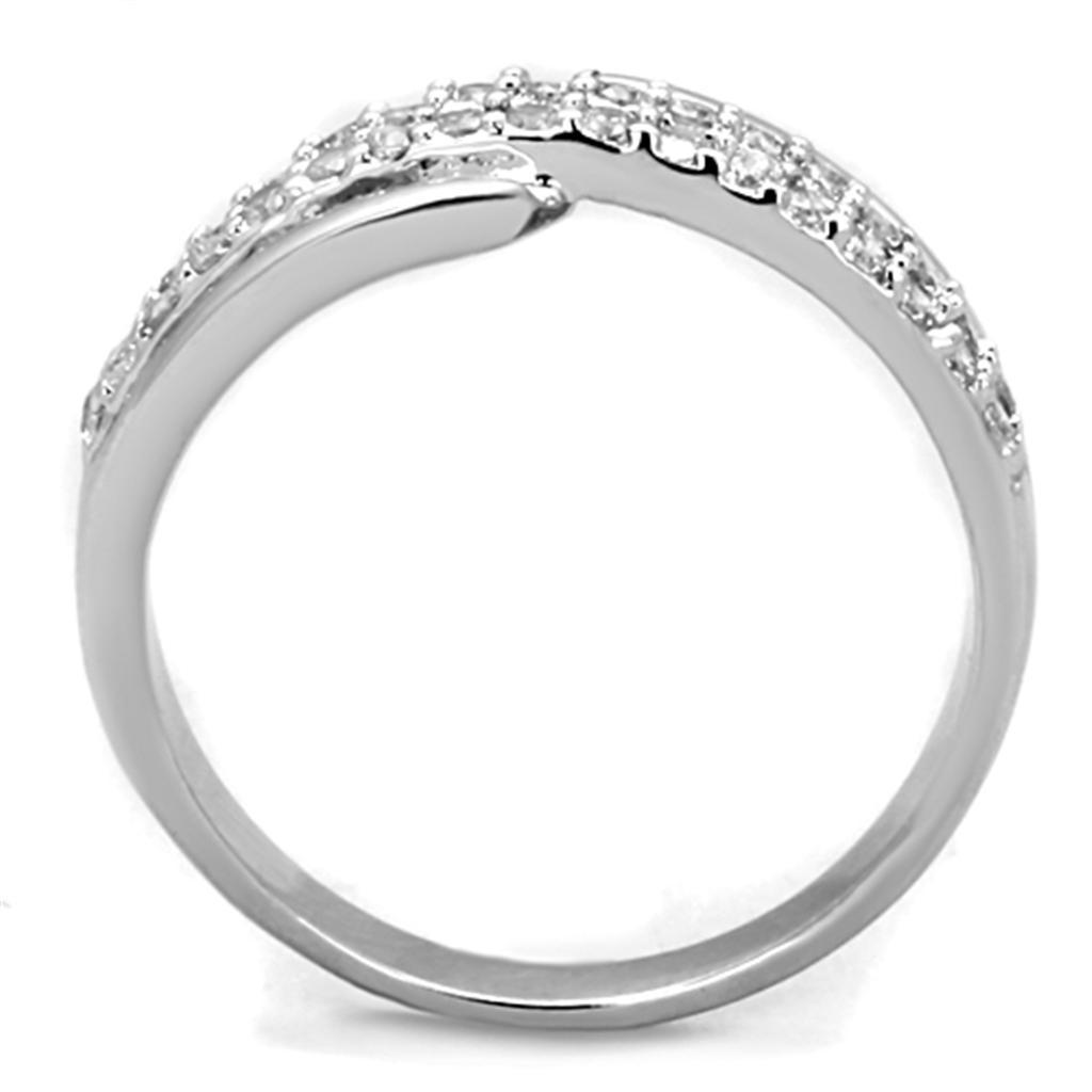 3W798 - Rhodium Brass Ring with AAA Grade CZ in Clear-2