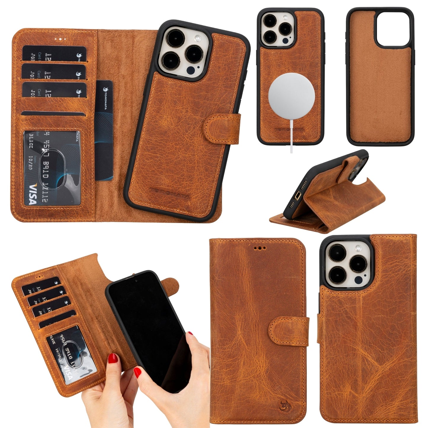 Casper Leather iPhone 15 Pro Max Wallet Case | Detachable MagSafe Compatible RFID Protection-7