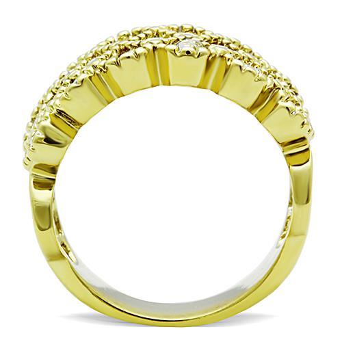 TK1394 - IP Gold(Ion Plating) Stainless Steel Ring with Top Grade Crystal in Clear-2