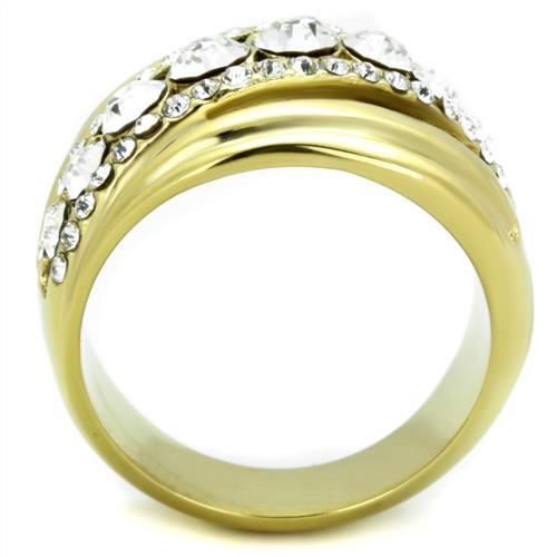 TK1880 - IP Gold(Ion Plating) Stainless Steel Ring with Top Grade Crystal in Clear-2