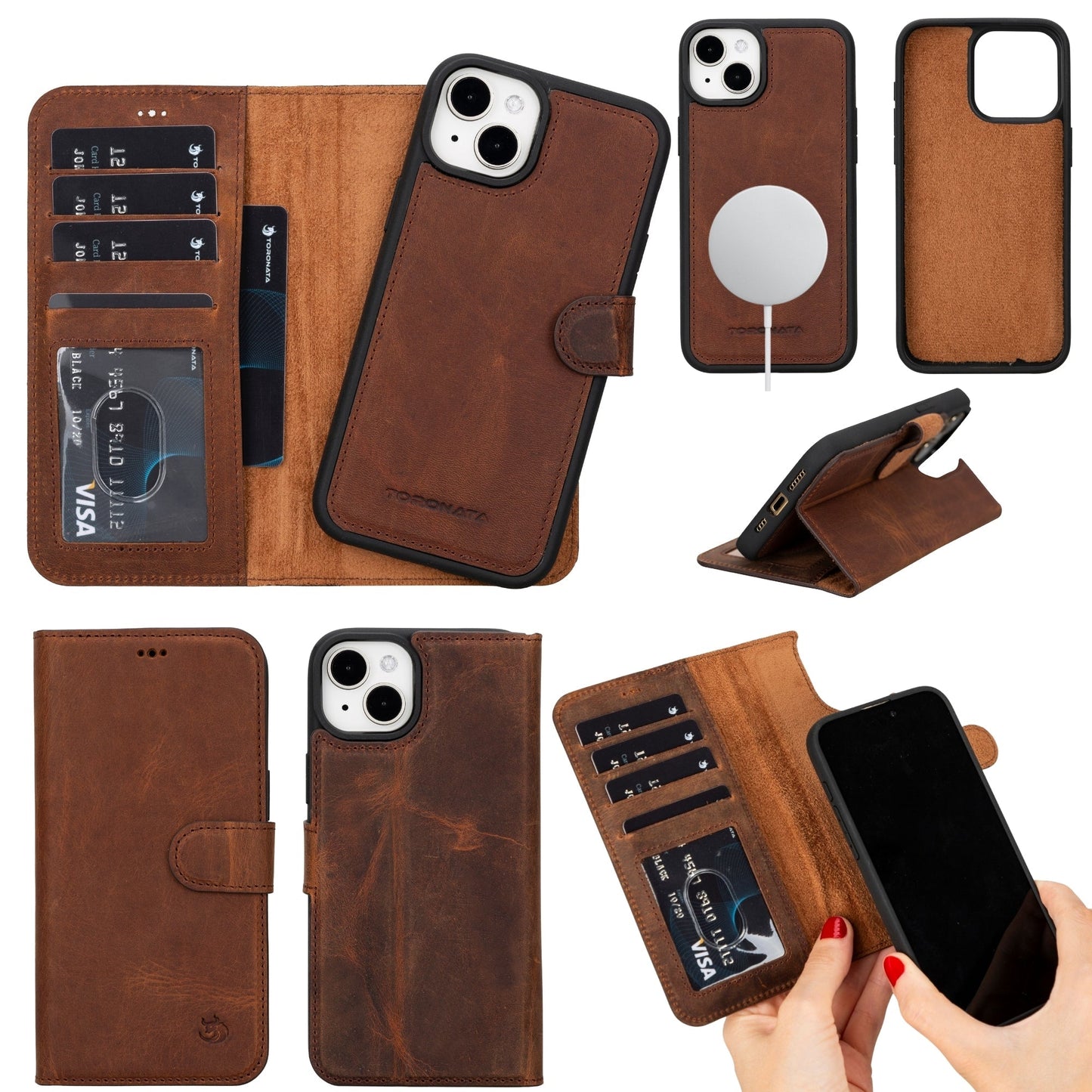 Casper Leather iPhone 15 Wallet Case | Detachable MagSafe Compatible RFID Protection-5