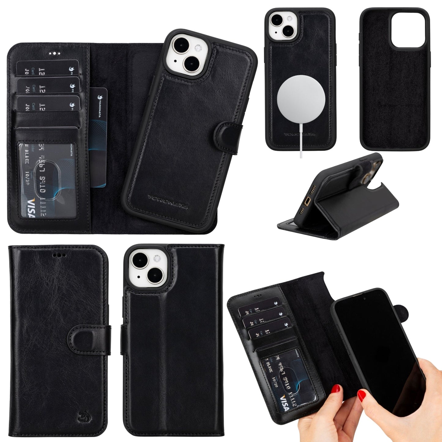 Casper Leather iPhone 15 Wallet Case | Detachable MagSafe Compatible RFID Protection-7