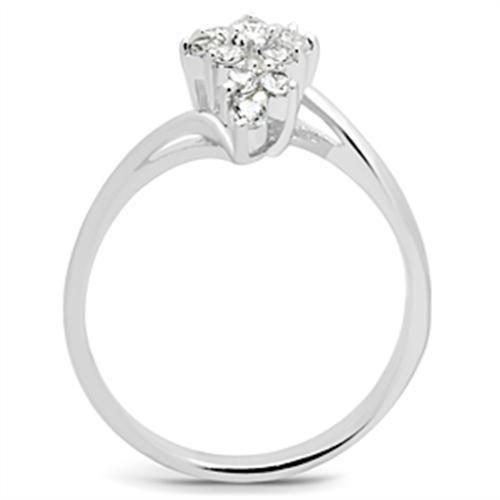 SS054 - Silver 925 Sterling Silver Ring with AAA Grade CZ in Clear-2