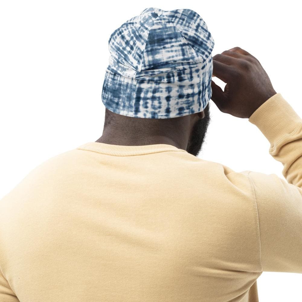 Beanie Hat - Blue and White Slouchy Beanie Men/women-1