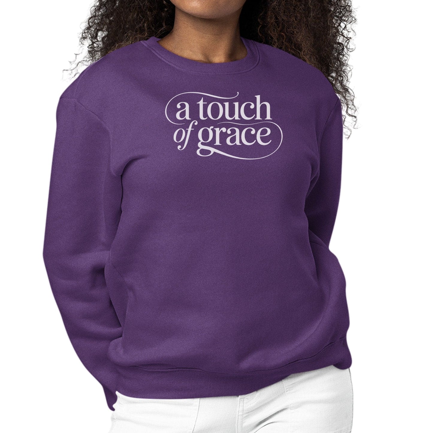 Womens Graphic Sweatshirt - a Touch of Grace Inspirational Motivational Shirt-6