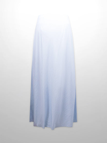 Crinkle Cotton Skirt 37"-Light Blue-2