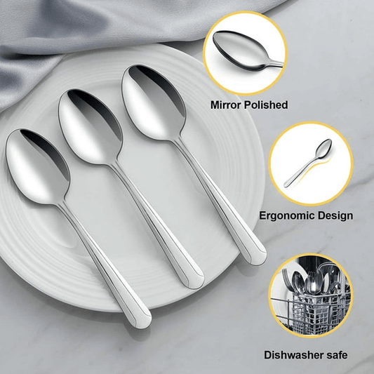 Bestdin 36 Pieces Spoons Silverware, 6.2" Pattern Design Stainless Steel Teaspoons Set, Coffee Spoons, Small Spoons, Mirror Polished, Dishwasher Safe, Silver Spoons For Home, Restaurant
