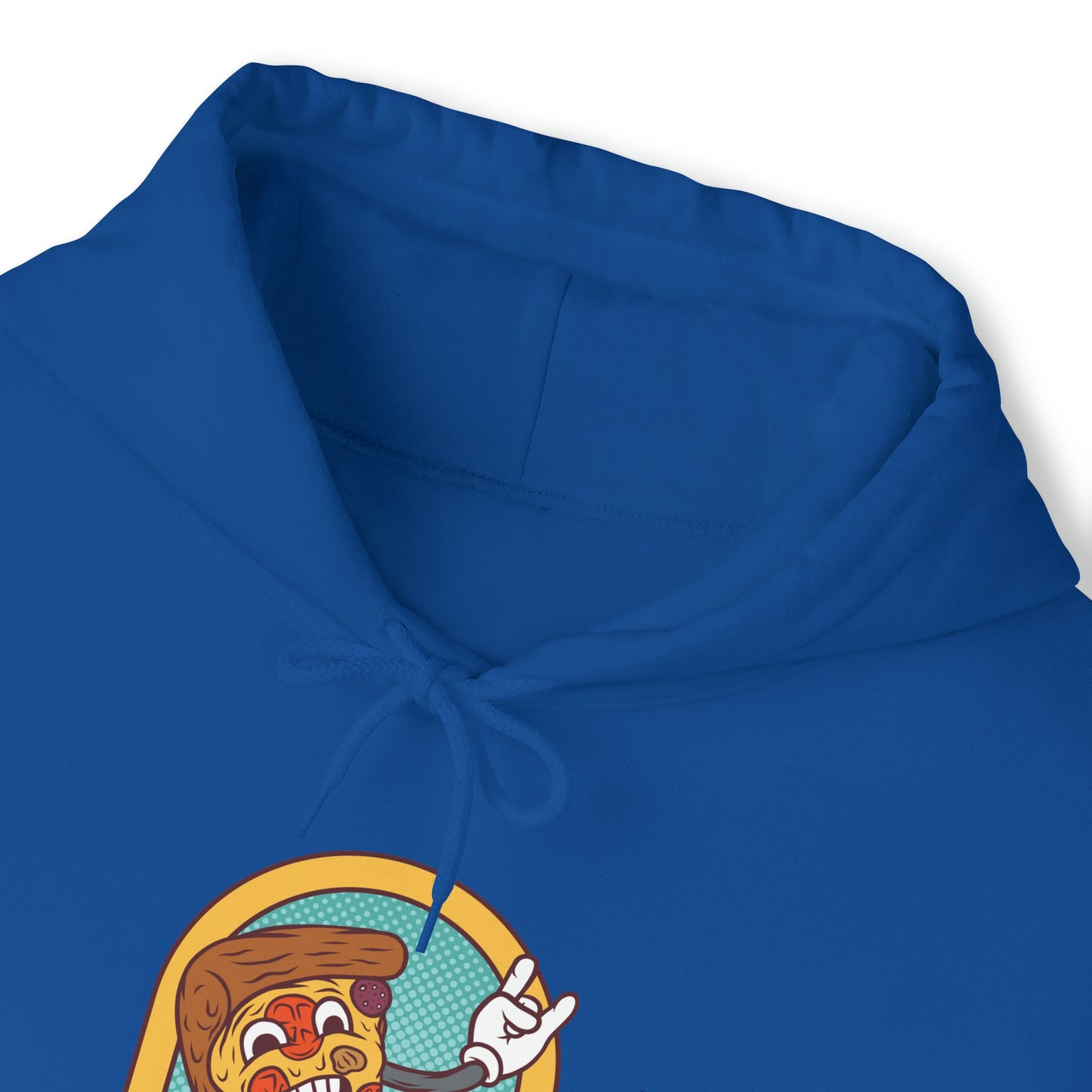 "DirkyThreadz Fueled By Pizza Hoodie - Playful Graphic Design for Pizza Lovers"