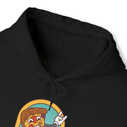 "DirkyThreadz Fueled By Pizza Hoodie - Playful Graphic Design for Pizza Lovers"