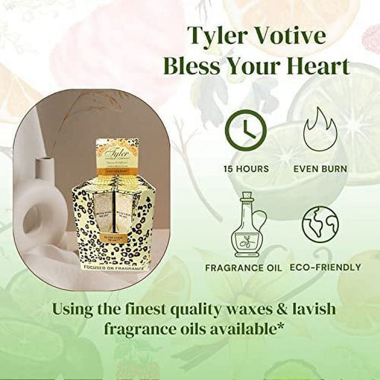 Tyler Candle Company Bless Your Heart Votive Candles - Luxury Scented Candle with Essential Oils - 16 Pack of 2 oz Small Candles with 15 Hour Burn Time Each - with Bonus Key Chain