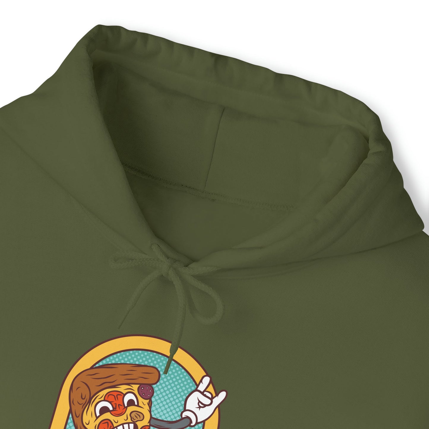 "DirkyThreadz Fueled By Pizza Hoodie - Playful Graphic Design for Pizza Lovers"