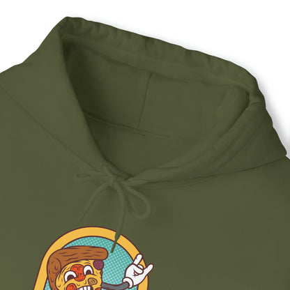 "DirkyThreadz Fueled By Pizza Hoodie - Playful Graphic Design for Pizza Lovers"