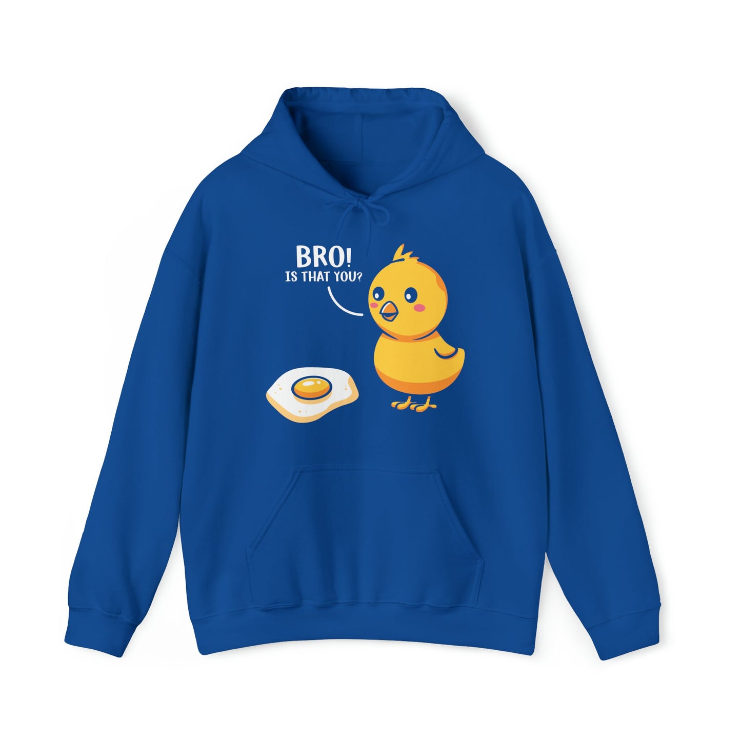"DirkyThreadz 'Bro! Is That You?' Hoodie - Quirky Cartoon Chick and Egg Design"
