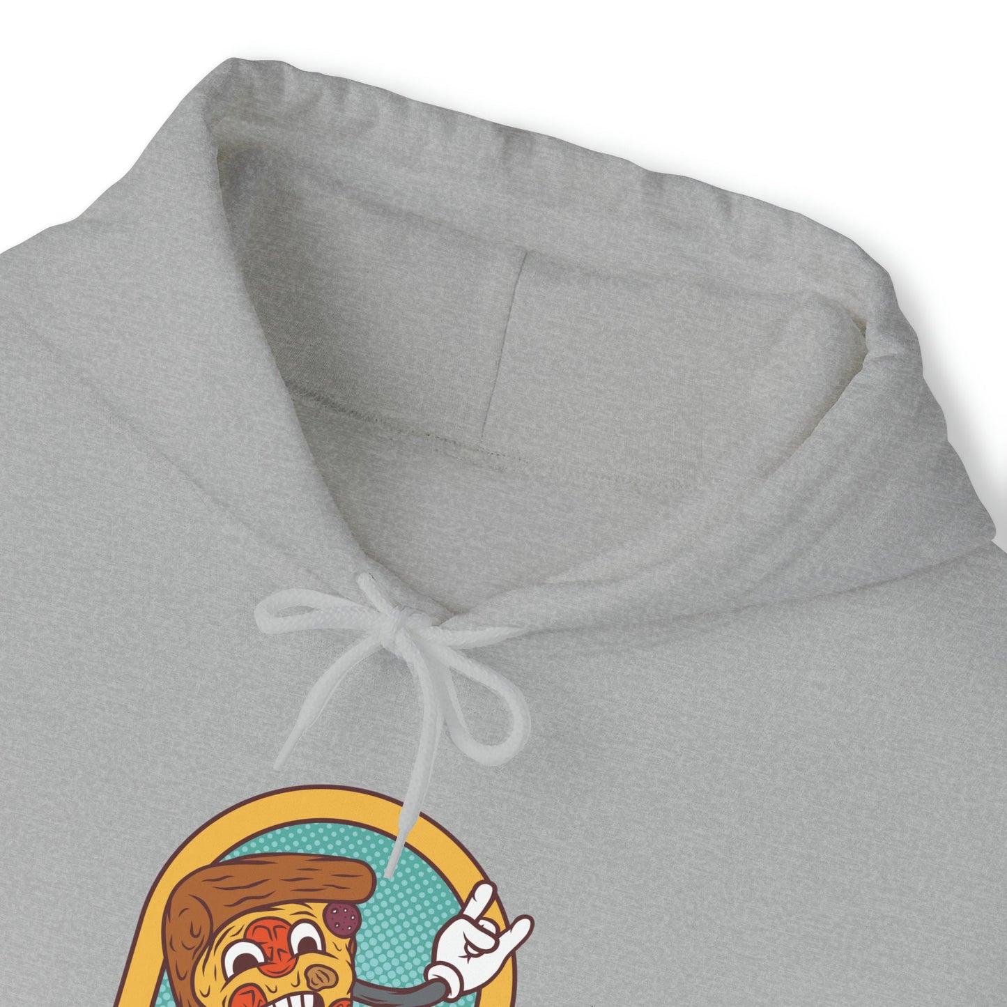 "DirkyThreadz Fueled By Pizza Hoodie - Playful Graphic Design for Pizza Lovers"