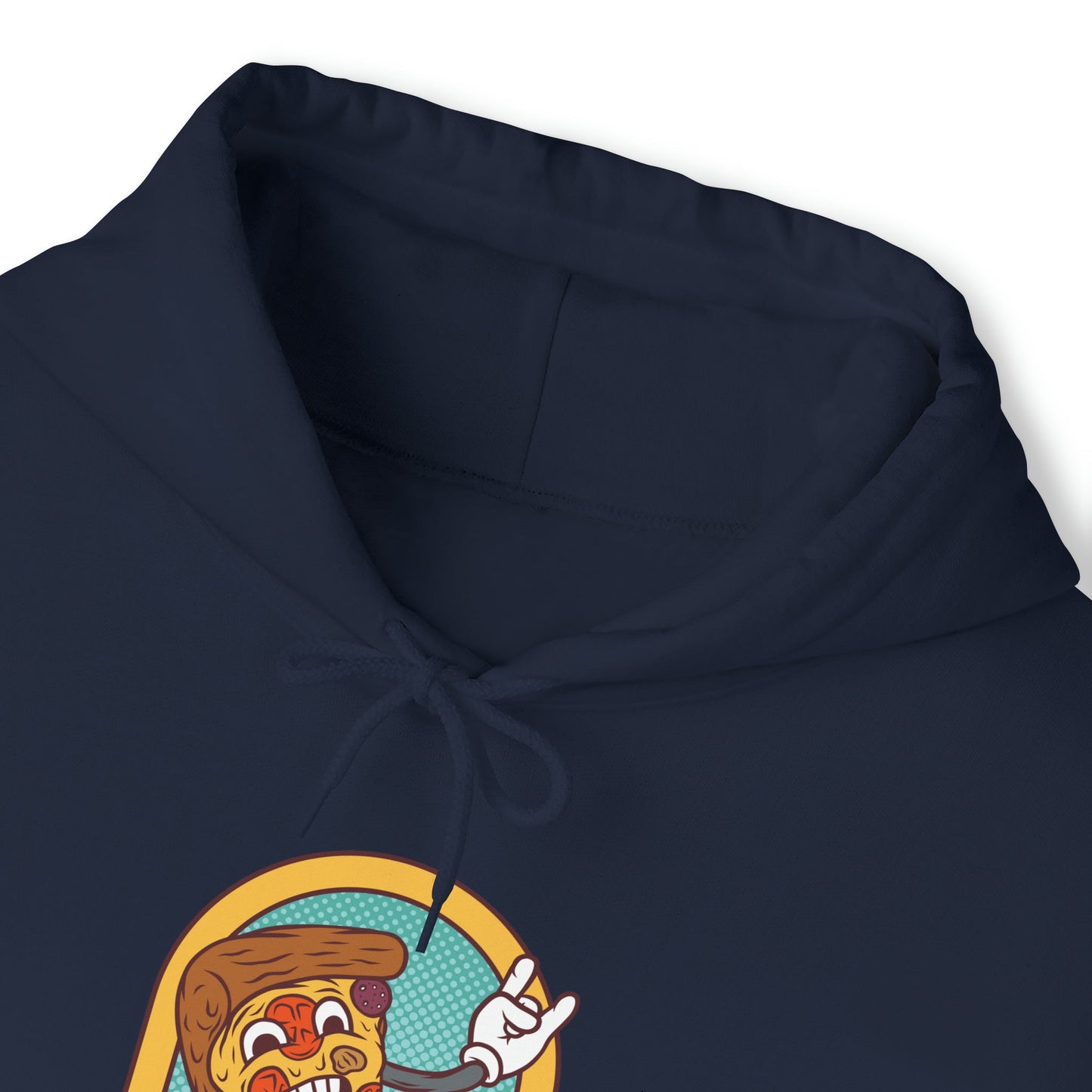 "DirkyThreadz Fueled By Pizza Hoodie - Playful Graphic Design for Pizza Lovers"