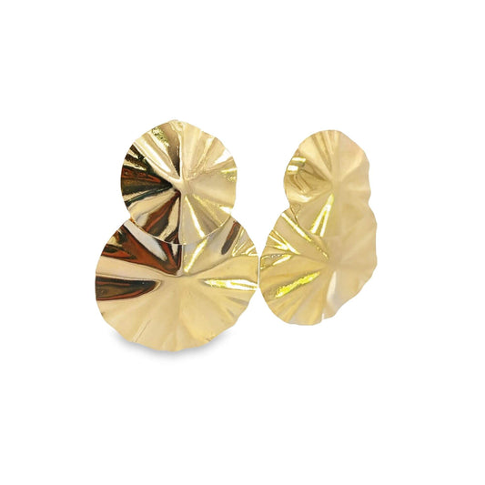 Abstract Ruffled Round Stud Earrings (L467)-0