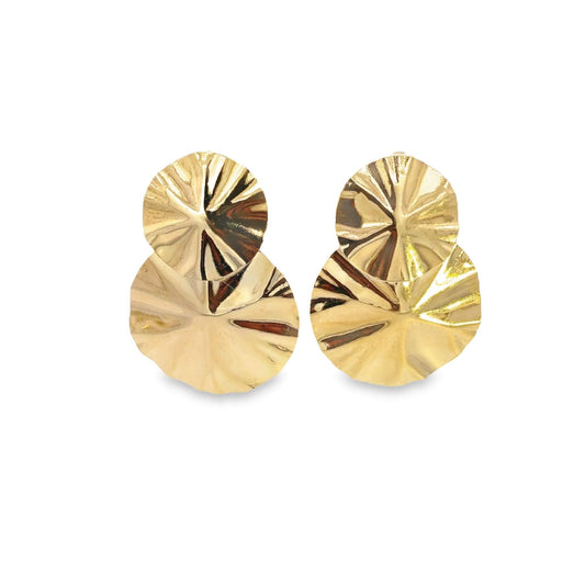 Abstract Ruffled Round Stud Earrings (L467)-1