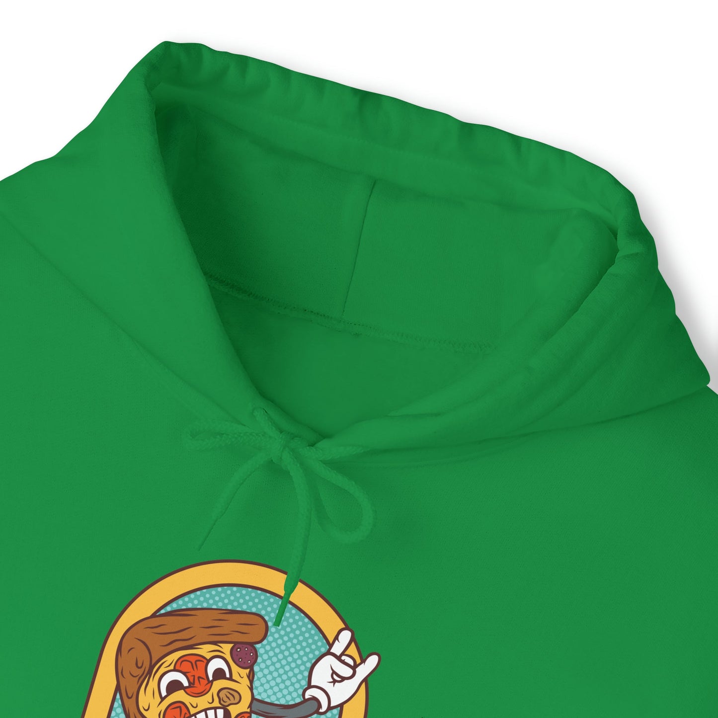 "DirkyThreadz Fueled By Pizza Hoodie - Playful Graphic Design for Pizza Lovers"