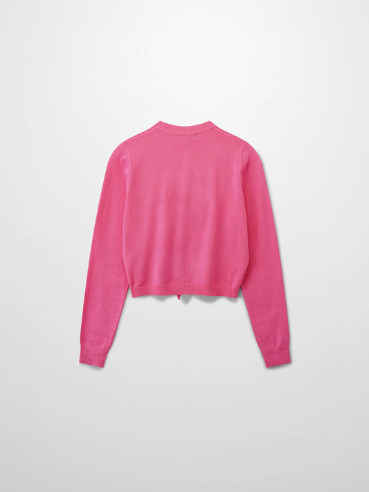 5 Bow Crop Cardigan-Pink-1