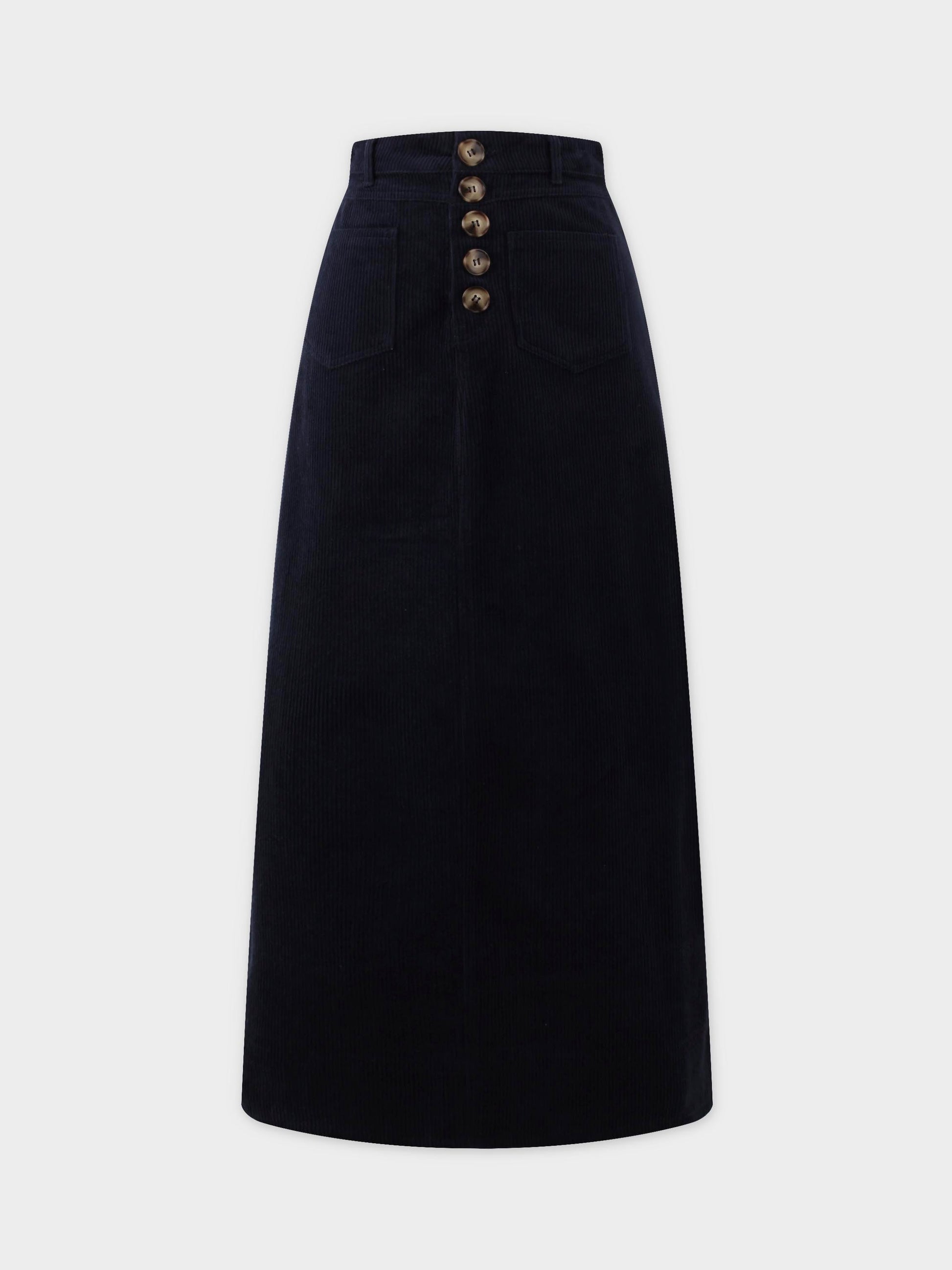 Straight Pocket Skirt-Navy-1