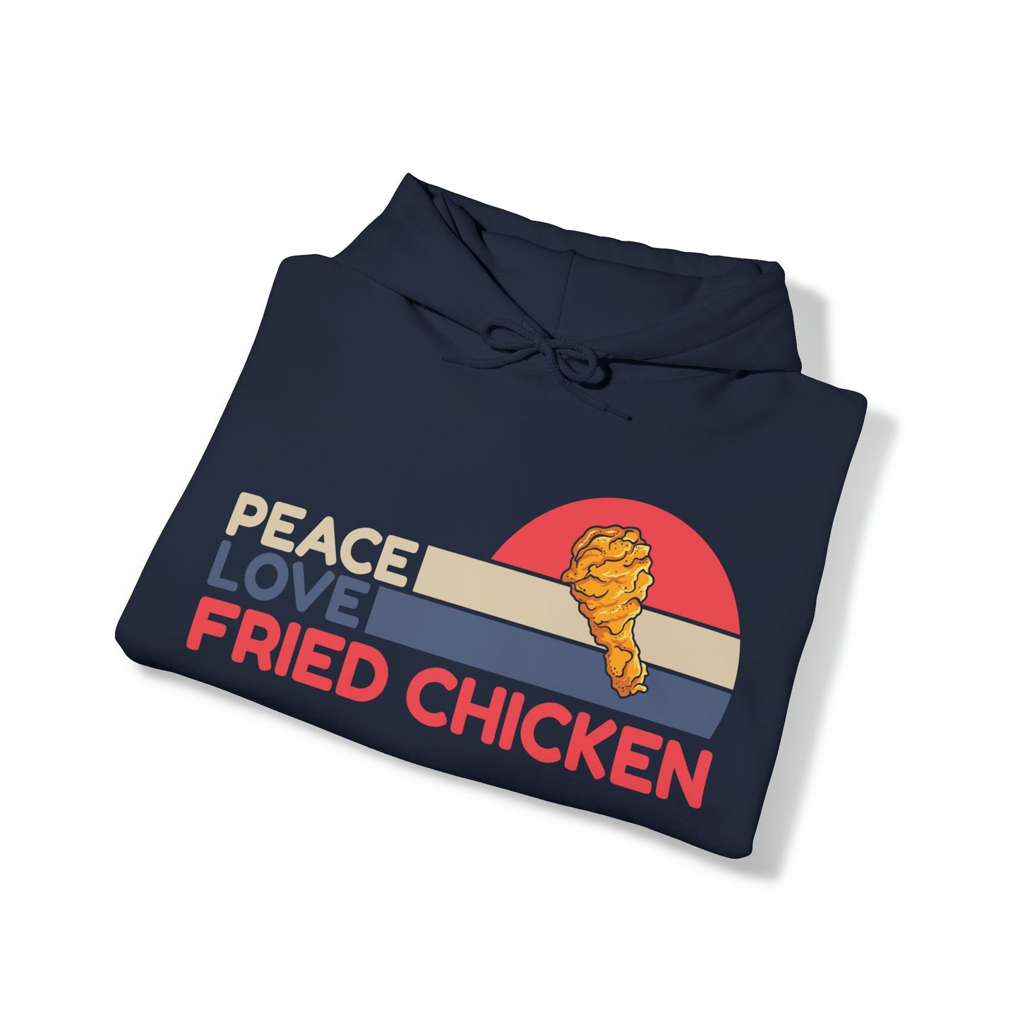 "DirkyThreadz 'Peace Love Fried Chicken' Hoodie - Bold and Playful Comfort Food Design"