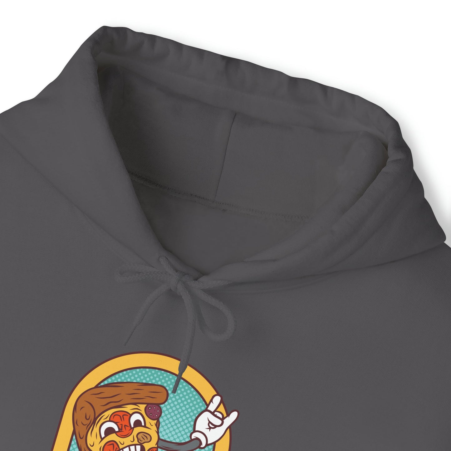 "DirkyThreadz Fueled By Pizza Hoodie - Playful Graphic Design for Pizza Lovers"