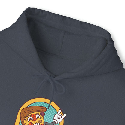 "DirkyThreadz Fueled By Pizza Hoodie - Playful Graphic Design for Pizza Lovers"