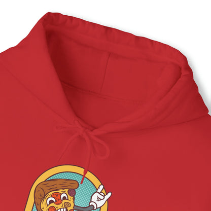 "DirkyThreadz Fueled By Pizza Hoodie - Playful Graphic Design for Pizza Lovers"
