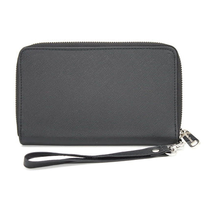 Buckle-Down Women's Disney Wallet, Rectangle Zip Around, Disney Signature D Logo Embossed, Black Vegan Leather