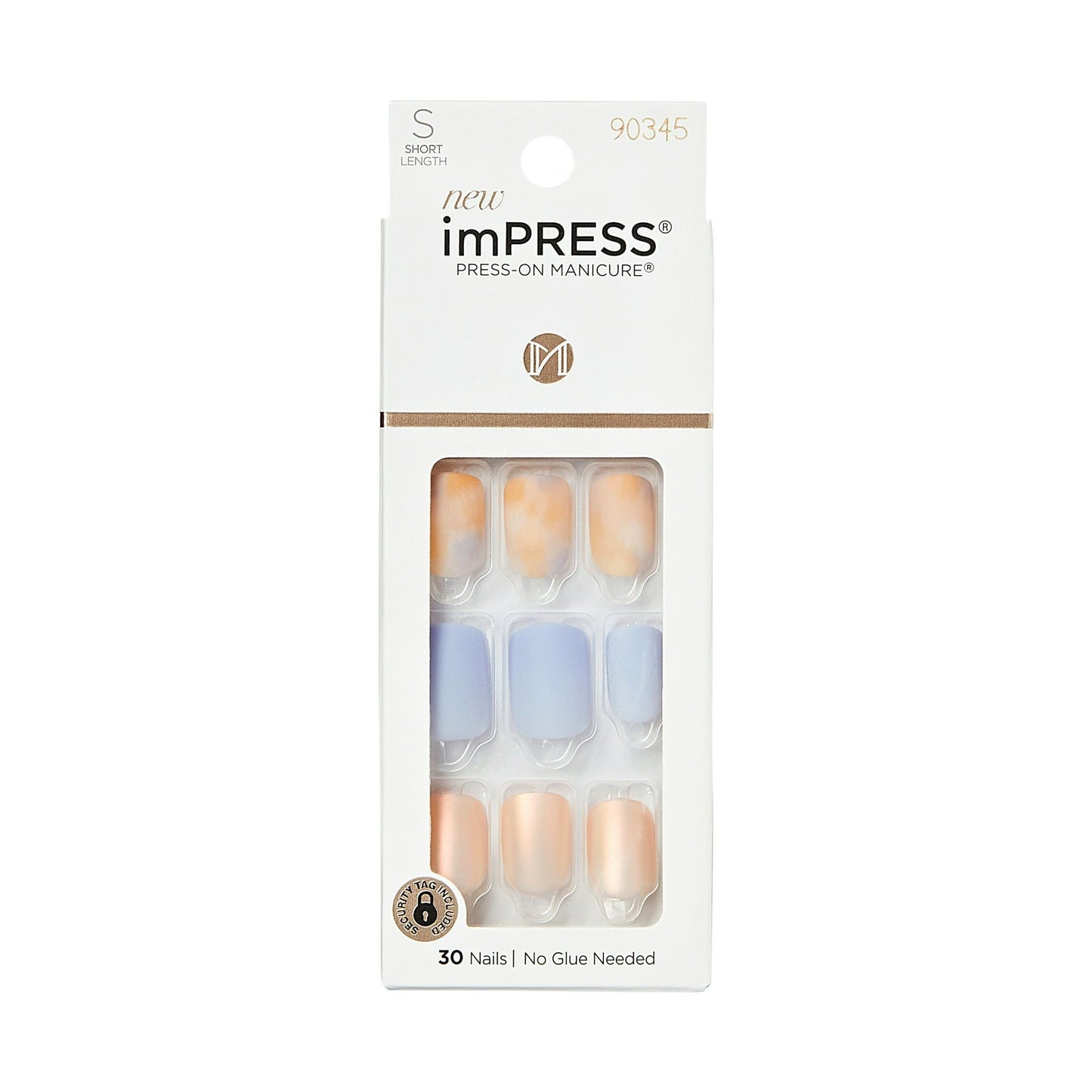 Square Gel Press-On Nails, Matte Medium Blue, 30 Pieces