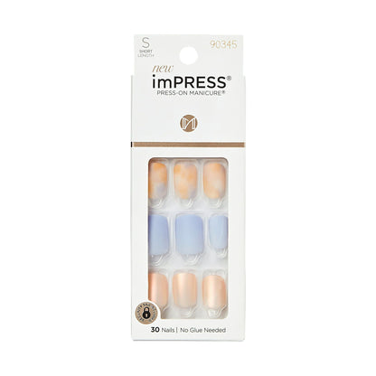 Square Gel Press-On Nails, Matte Medium Blue, 30 Pieces