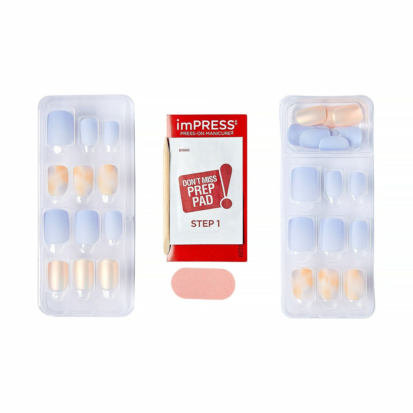 Square Gel Press-On Nails, Matte Medium Blue, 30 Pieces