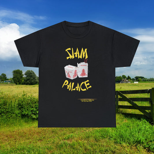 "DirkyThreadz Siam Palace T-Shirt - Bold Takeout Graphic Design in Black Cotton"
