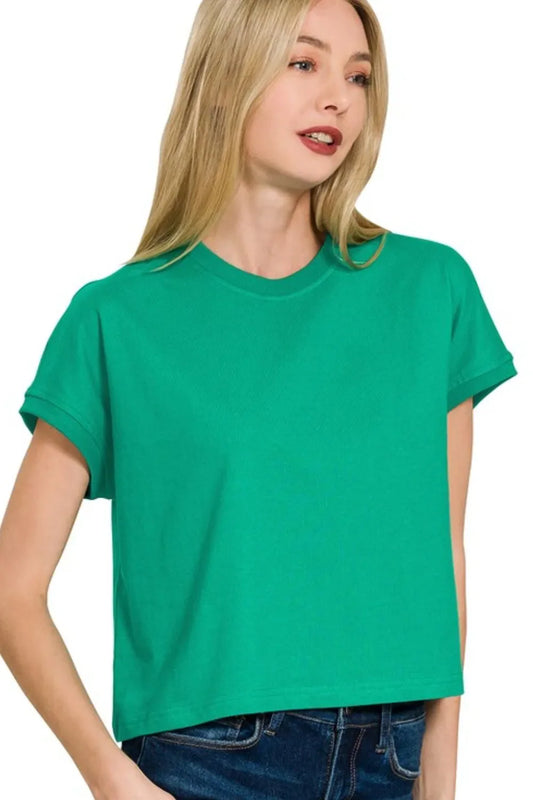 Zenana Premium Cotton Relaxed Crop Tee-0
