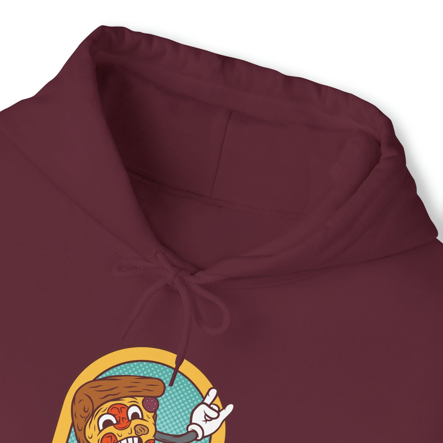 "DirkyThreadz Fueled By Pizza Hoodie - Playful Graphic Design for Pizza Lovers"