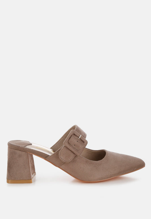 Amapola Buckle Strap Detail Microfiber Mules-0