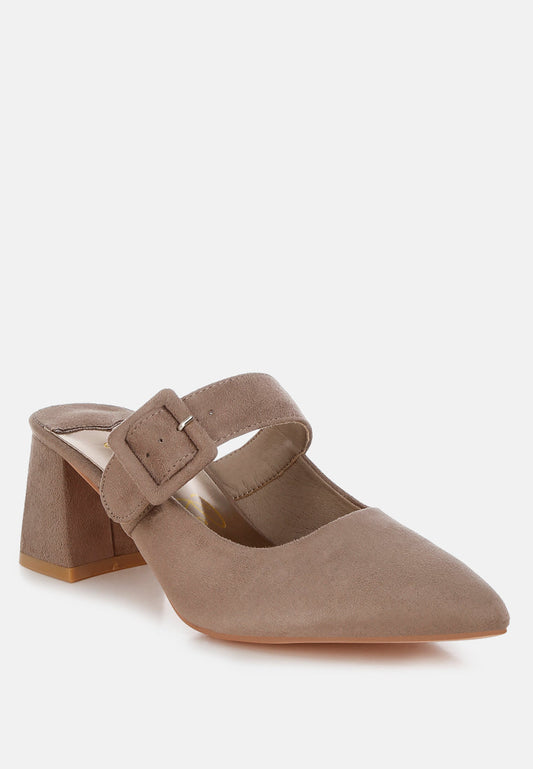 Amapola Buckle Strap Detail Microfiber Mules-1