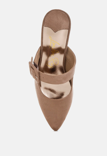 Amapola Buckle Strap Detail Microfiber Mules-3