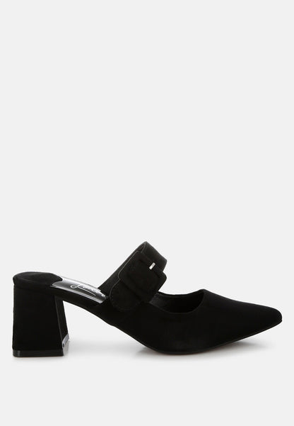 Amapola Buckle Strap Detail Microfiber Mules-5