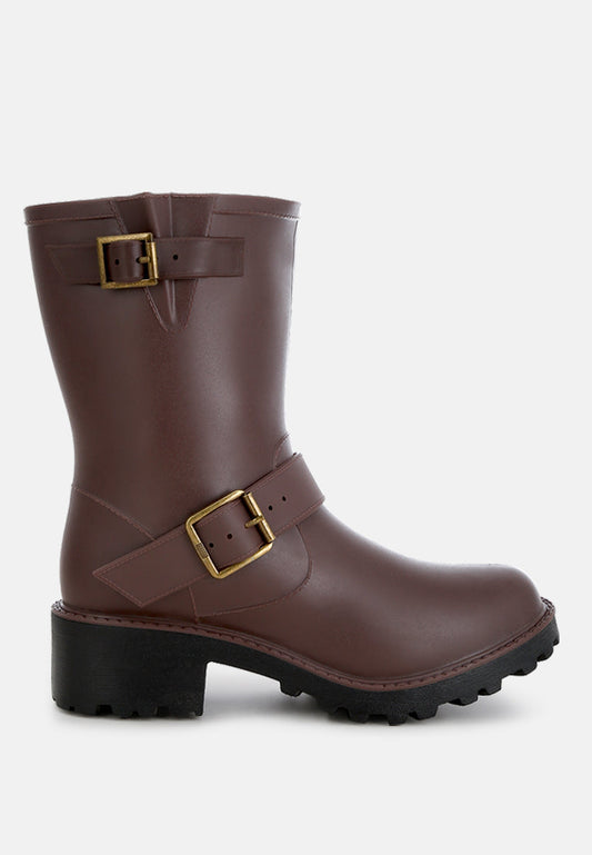 Anong Harness Detail Calf Boots-0