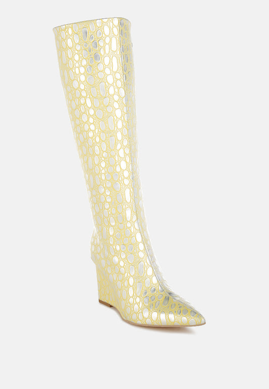 Bar Zone Tear Shaped Faux Leather Boots-1