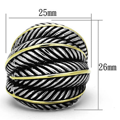 TK1209 - Two-Tone IP Gold (Ion Plating) Stainless Steel Ring with Epoxy  in Jet-1