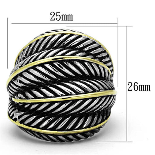 TK1209 - Two-Tone IP Gold (Ion Plating) Stainless Steel Ring with Epoxy  in Jet-1