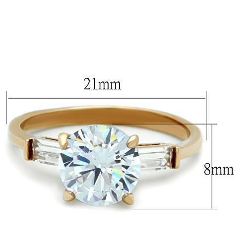 TK1595 - IP Rose Gold(Ion Plating) Stainless Steel Ring with AAA Grade CZ  in Clear-1