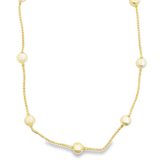 Ball Chain With 8mm Synthetic Pearls Necklace (F250)-0