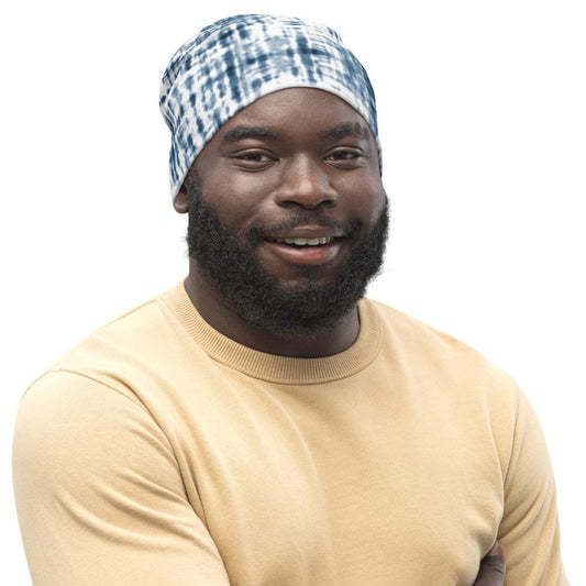 Beanie Hat - Blue and White Slouchy Beanie Men/women-0