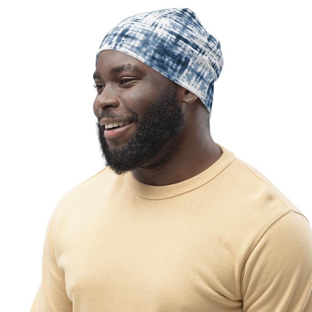 Beanie Hat - Blue and White Slouchy Beanie Men/women-3